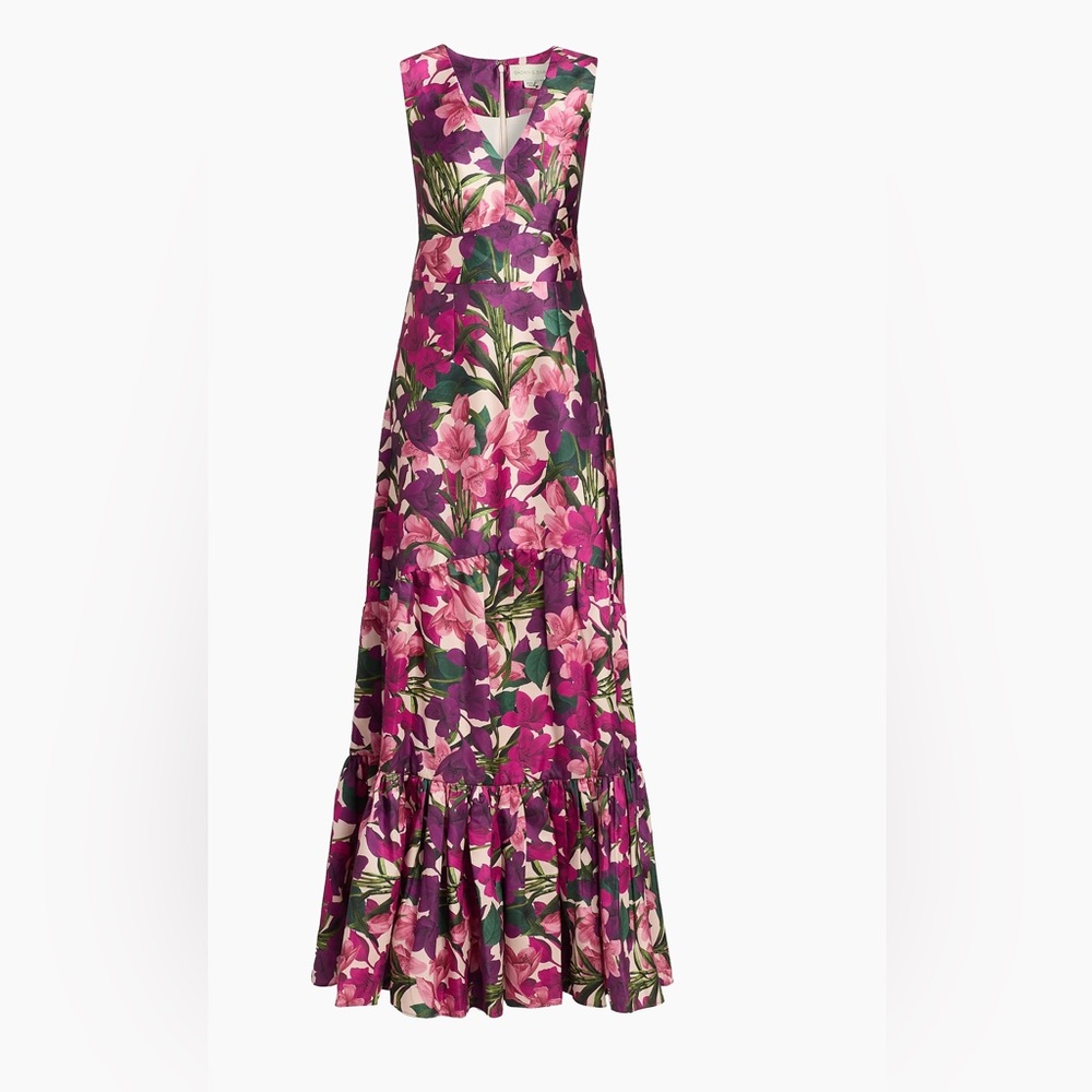 Sachin & Babi Rori Floral Mikado Tiered Gown 0